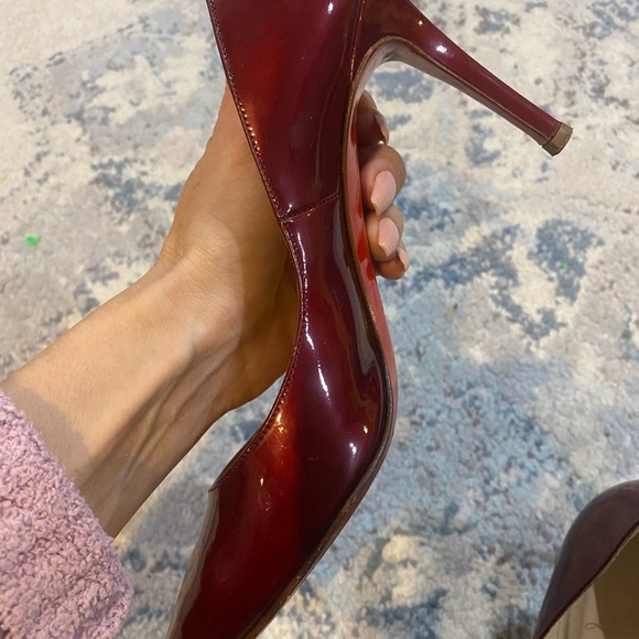 Christian Louboutin Patent Leather Wine Ruby Pump Heels Size 37 - Picture 14 of 15